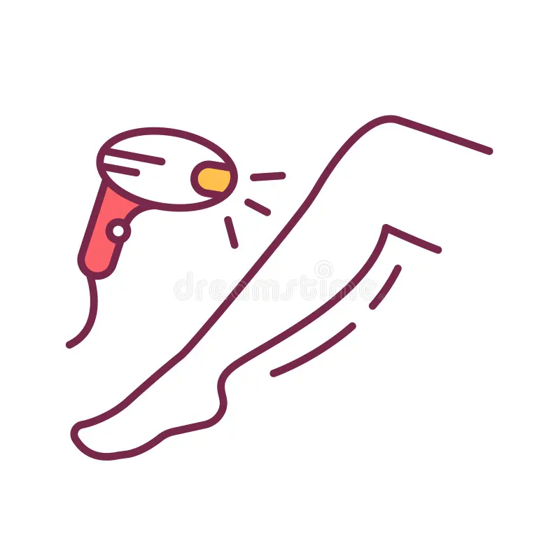 Laser hair removal color line icon device hair removal means exposure to pulses laser light destroy hair 171243433